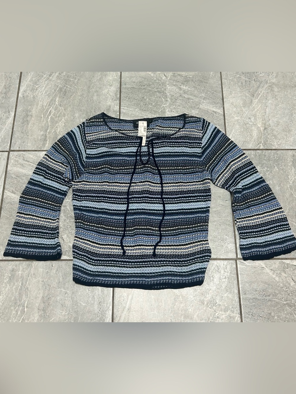 Vintage Anchor Blue Women’s M Striped Knit Bell Sleeve Top NWT Made USA